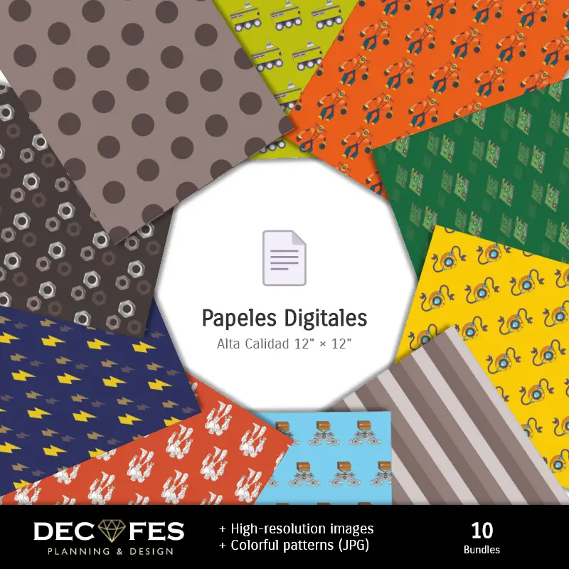 Collages | Digital Robots Paper - Stampabile per Scrapbook e fai da te