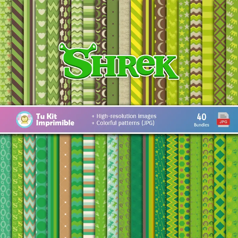 Digital Shrek Paper Set - Sfondi per feste e Scrapbooking