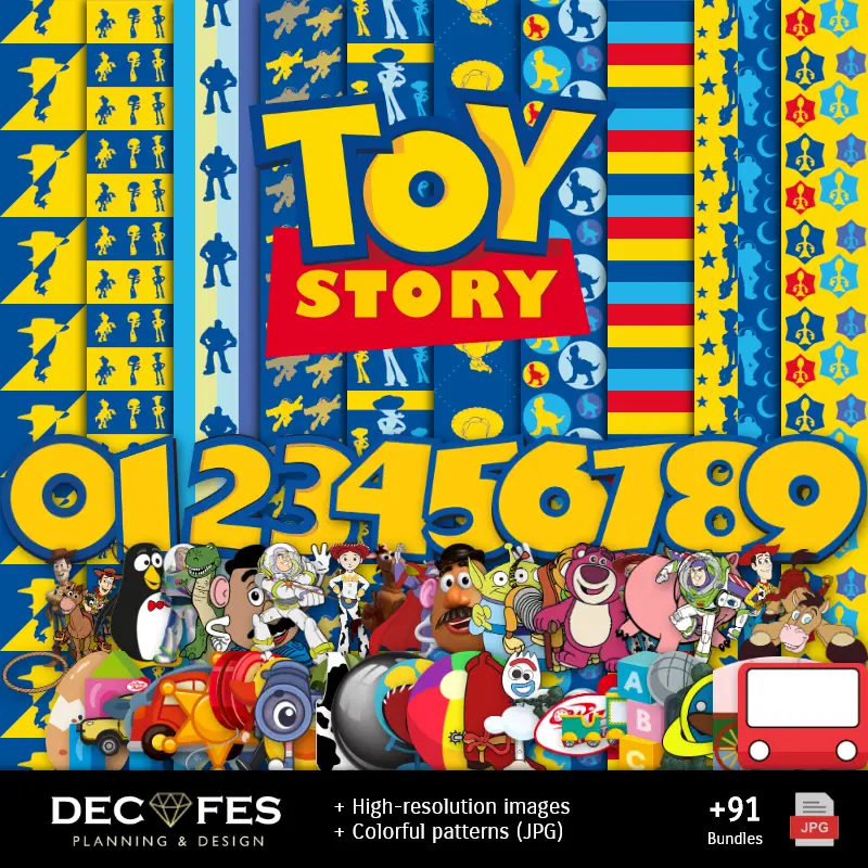 Papel Digital Toy Story - Imprimíveis para Scrapbook e DIY