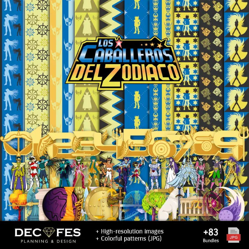 Carta digitale I Cavalieri dello Zodiaco - Stampabile per Scrapbook e fai da te