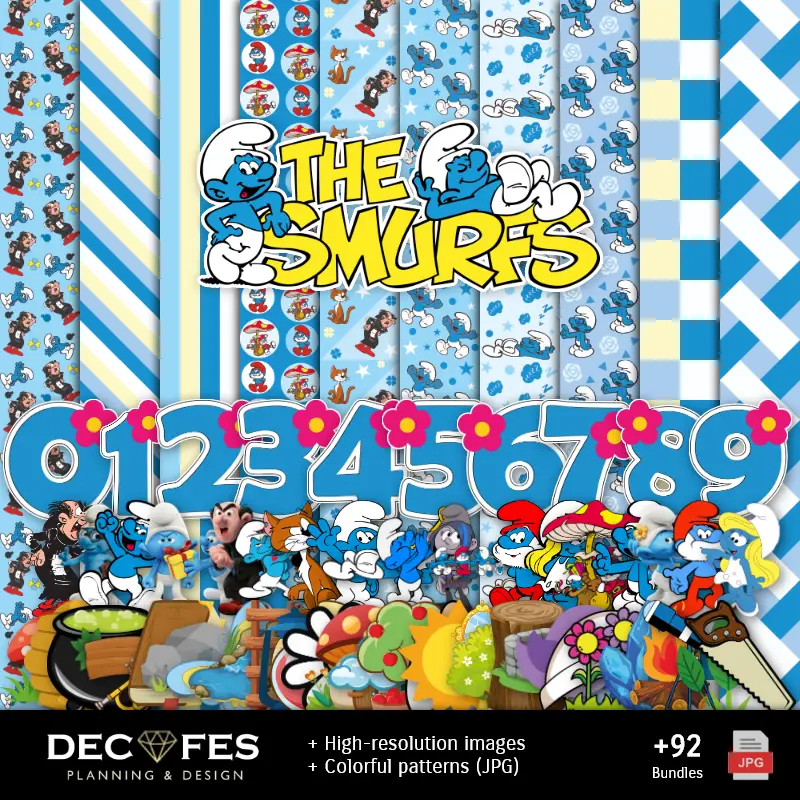 Carta digitale I Puffi - Stampabile per Scrapbook e fai da te