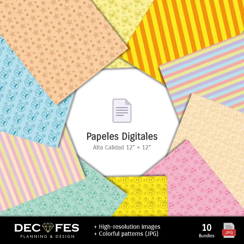 Fondos | Carta digitale Emojis Emoticones - Stampabile per Scrapbook e fai da te