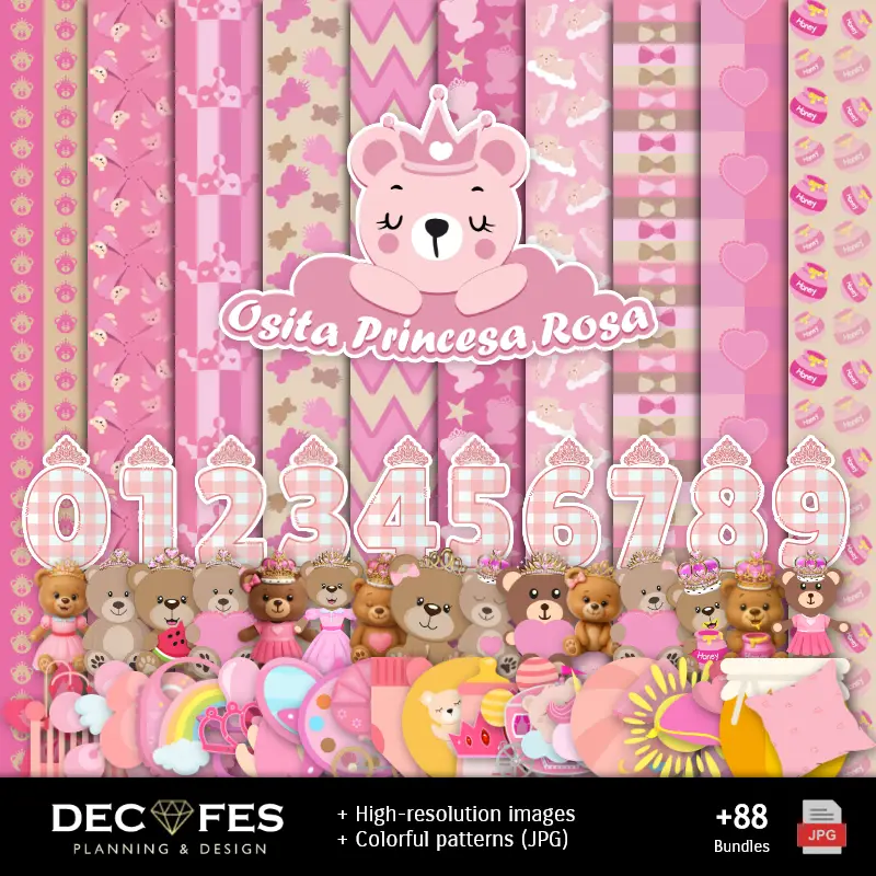 Carta digitale Osita Rosa - Stampabile per Scrapbook e fai da te