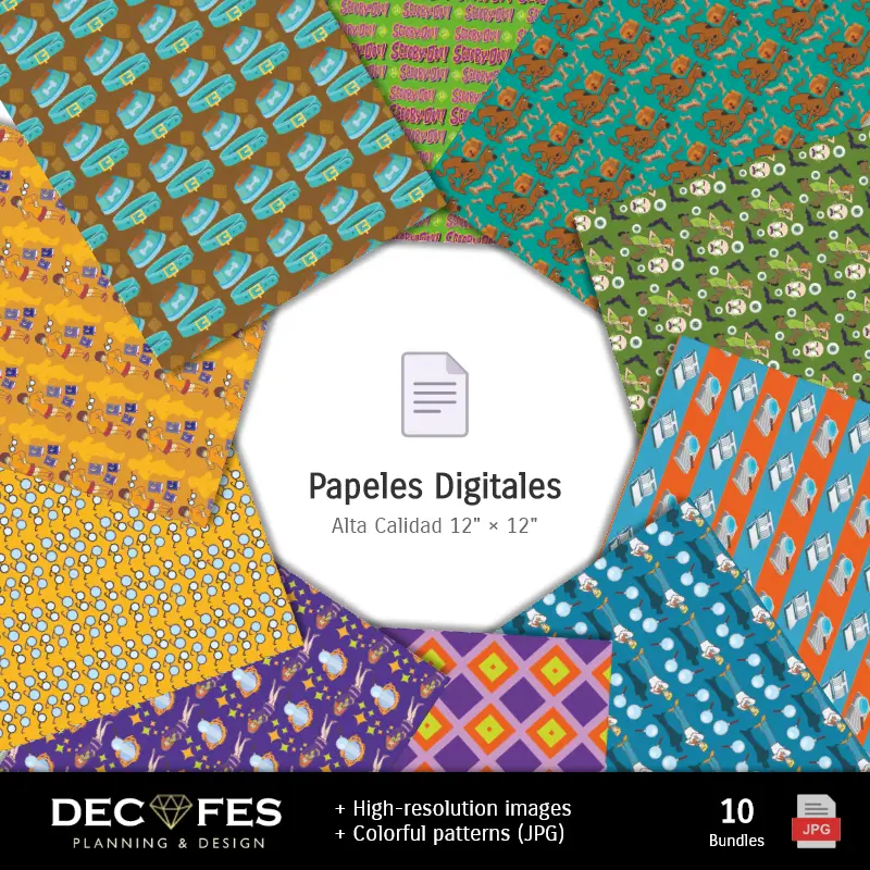 Collages | Carta digitale Scooby-Doo - Stampabile per Scrapbook e fai da te