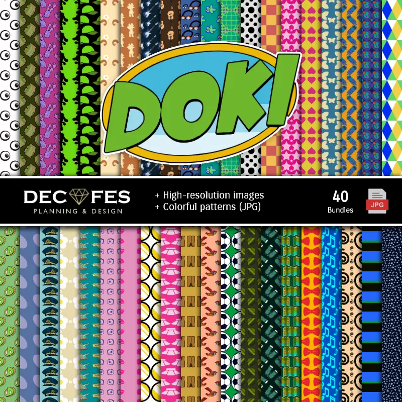 Fondos | Set de Papeles Digitales Doki - Fundos para Festas e Scrapbooking