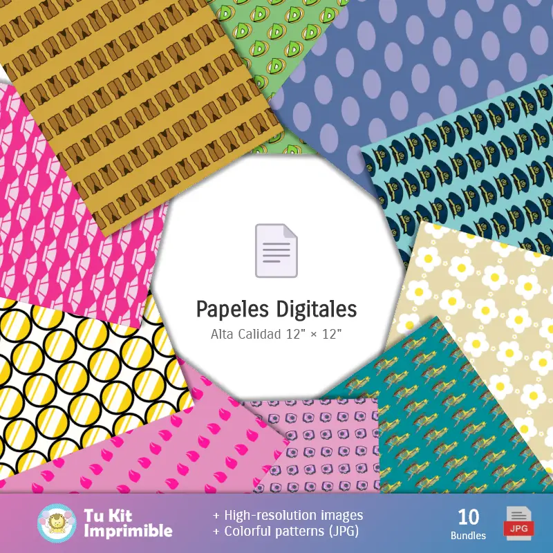 Collages | Padrões e Texturas Doki - Kits de Scrapbook e Festas