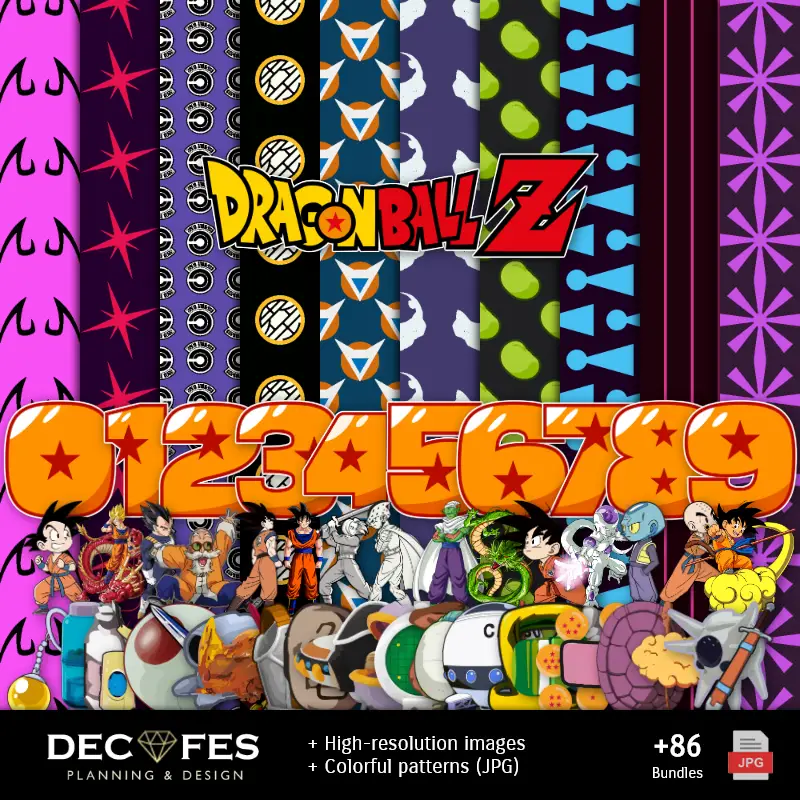 Personajes | Papel Digital Dragon Ball Z - Imprimíveis para Scrapbook e DIY