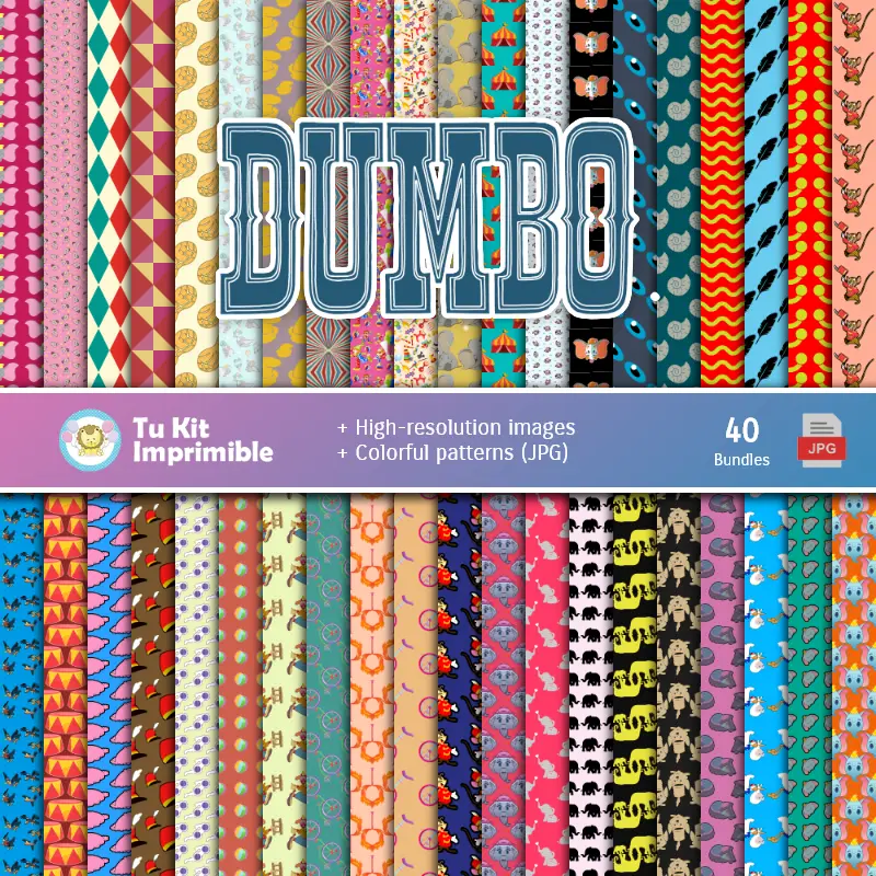 Set de Papeles Digitales Dumbo - Fundos para Festas e Scrapbooking