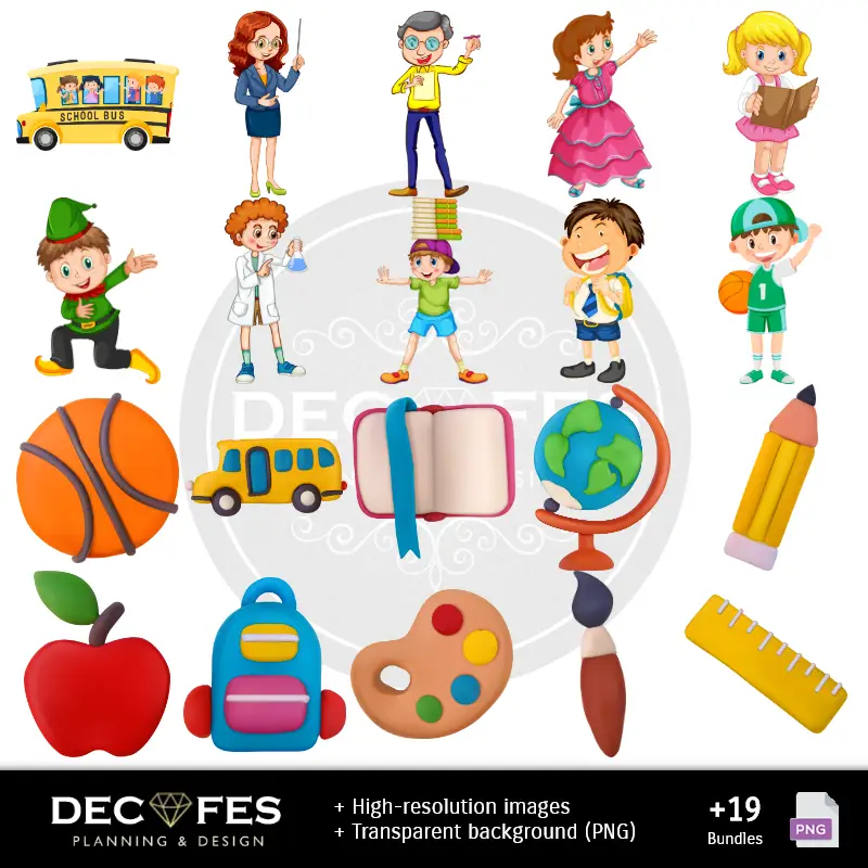 École de papier numérique - Imprimable pour Scrapbook et bricolage