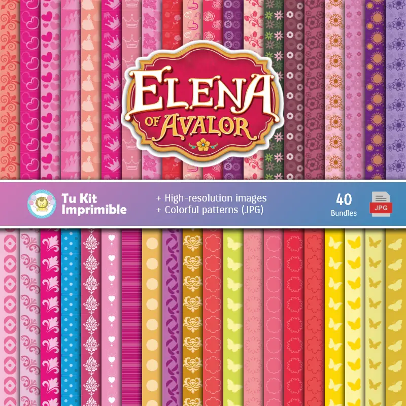 Set de Papeles Digitales Elena de Avalor - Fundos para Festas e Scrapbooking