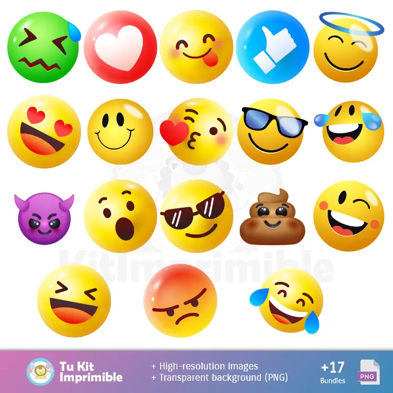 Personajes | Emojis Emoticones modèles et textures - Scrapbook et kits de fête