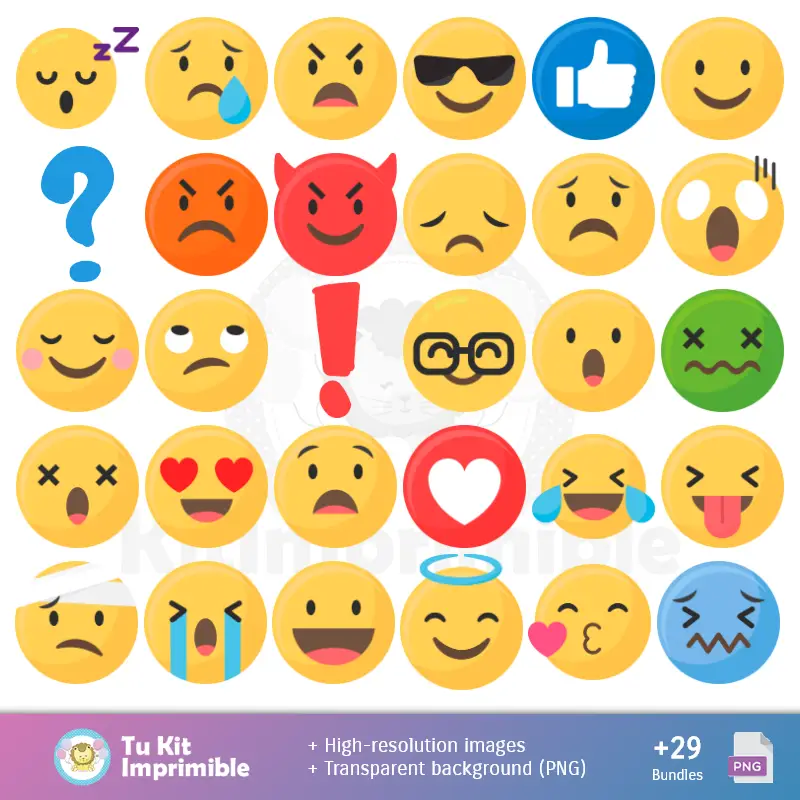 Accesorios | Padrões e Texturas Emojis Emoticones - Kits de Scrapbook e Festas
