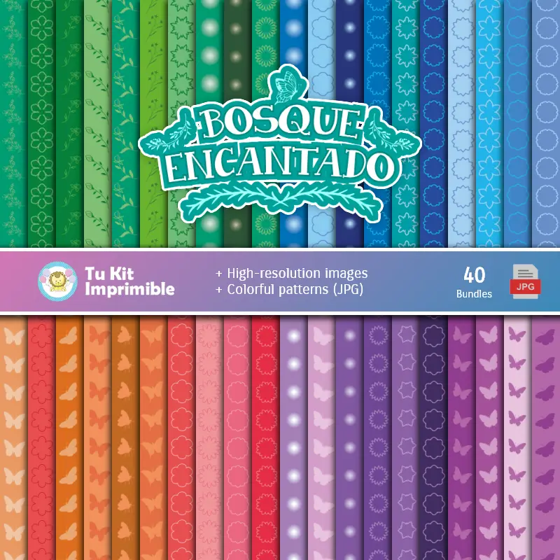 Incantato Forest Digital Paper Set - Fontane per Fiestas e Scrapbooking