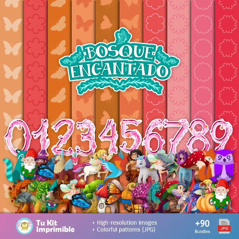 Números Temáticos | Gezauberte Waldmuster und Texturen - Scrapbook und Party Kits
