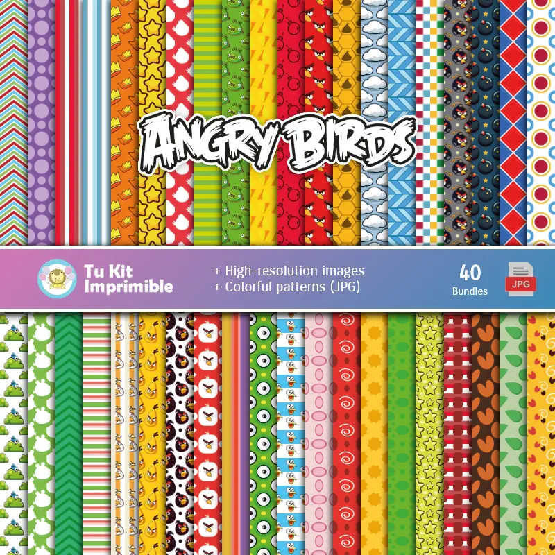 Ensemble de papier numérique Angry Birds - Fondations pour les festivals et le scrapbooking