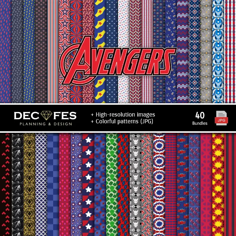 Fondos | Ensemble de papier numérique Avengers - Festivals et Scrapbooking