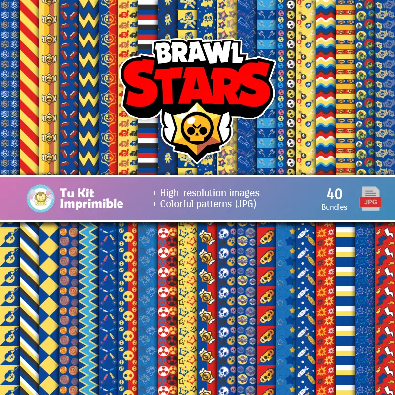 Ensemble de papier numérique Brawl Stars - fonds de party et de scrapbooking