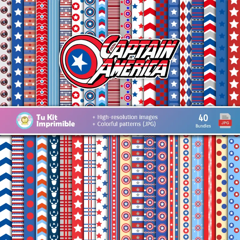 Ensemble de papier numérique Captain America - Fondations et Scrapbooking