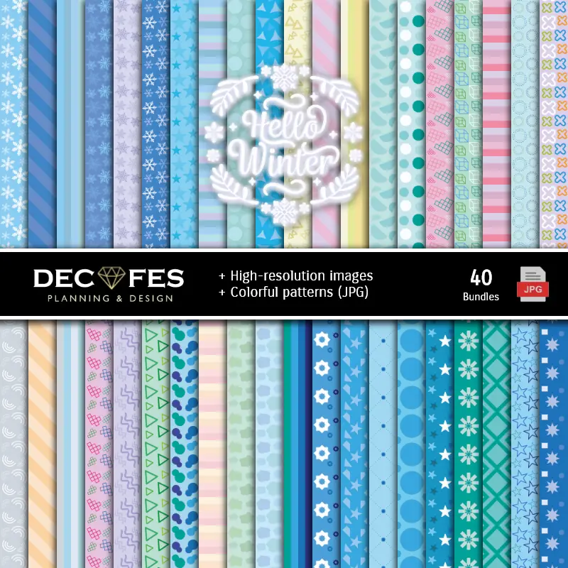 Fondos | Ensemble de papier numérique d'hiver - Fondations et scrapbooking