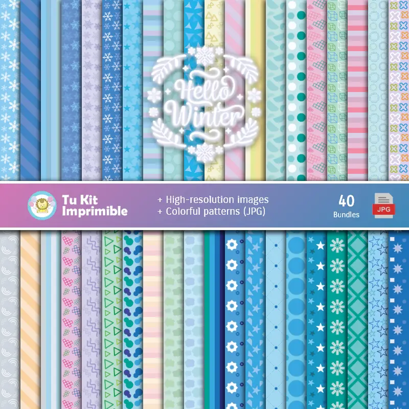 Ensemble de papier numérique d'hiver - Fondations et scrapbooking