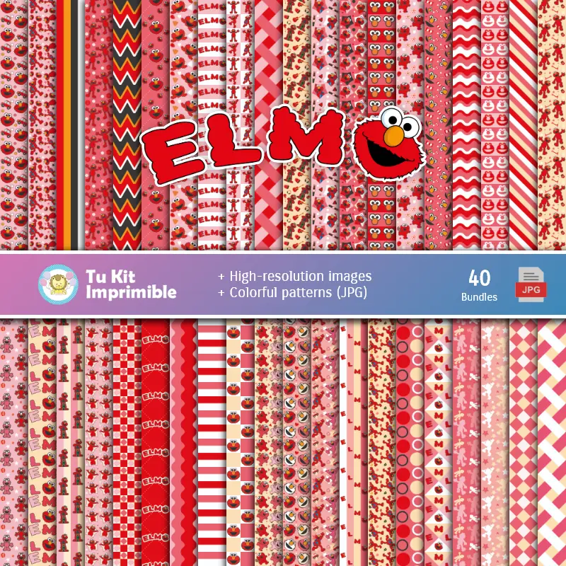 Ensemble de papier numérique Elmo - Fontaines pour Fiestas et Scrapbooking