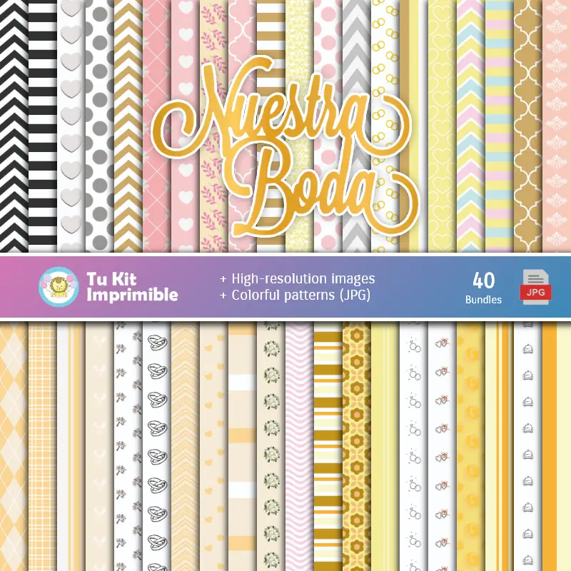 Ensemble de papier numérique Mariage - Fondations et Scrapbooking