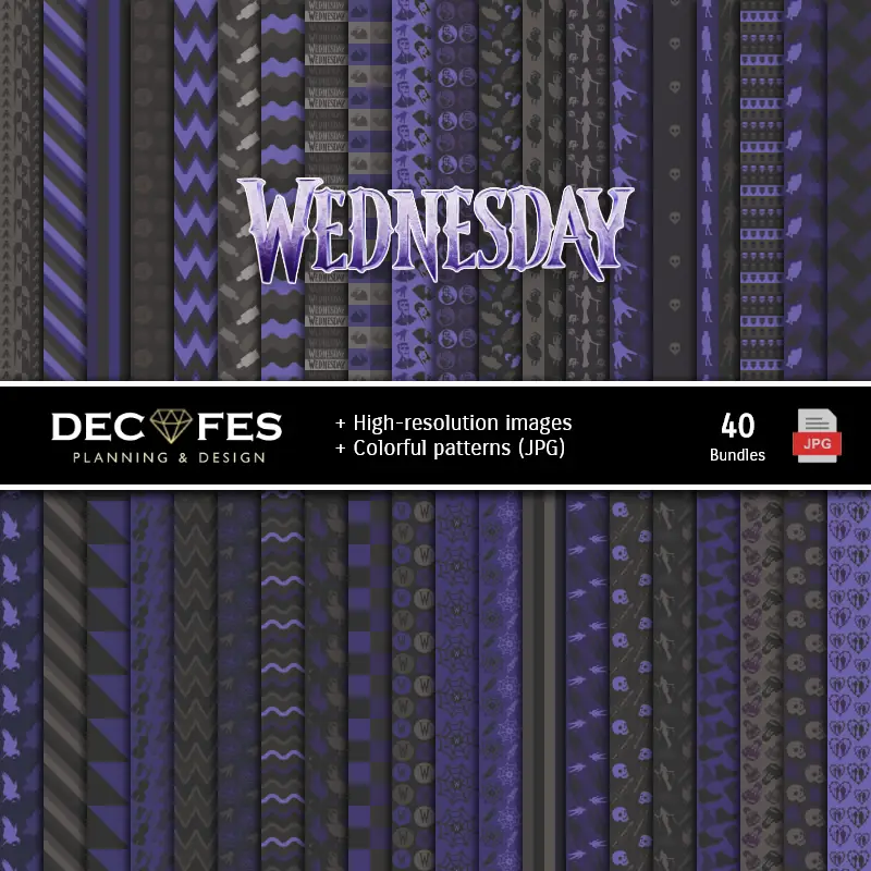 Fondos | Ensemble de papier numérique Merlina - Festivals et Scrapbooking