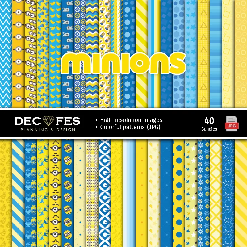 Fondos | Ensemble de papier numérique Minions - Fondations et Scrapbooking