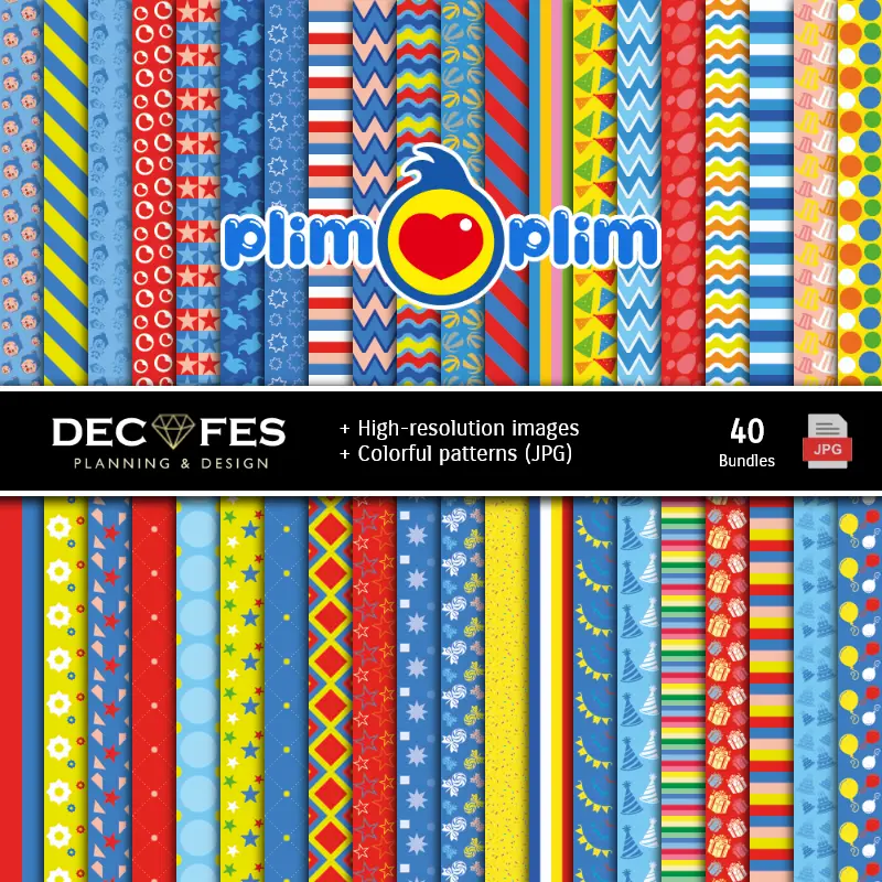 Fondos | Ensemble de papier numérique Plim Plim - fonds de party et de scrapbooking