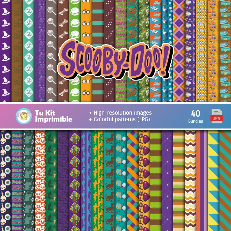 Ensemble de papier numérique Scooby-Doo - Fontaines pour Fiestas et Scrapbooking