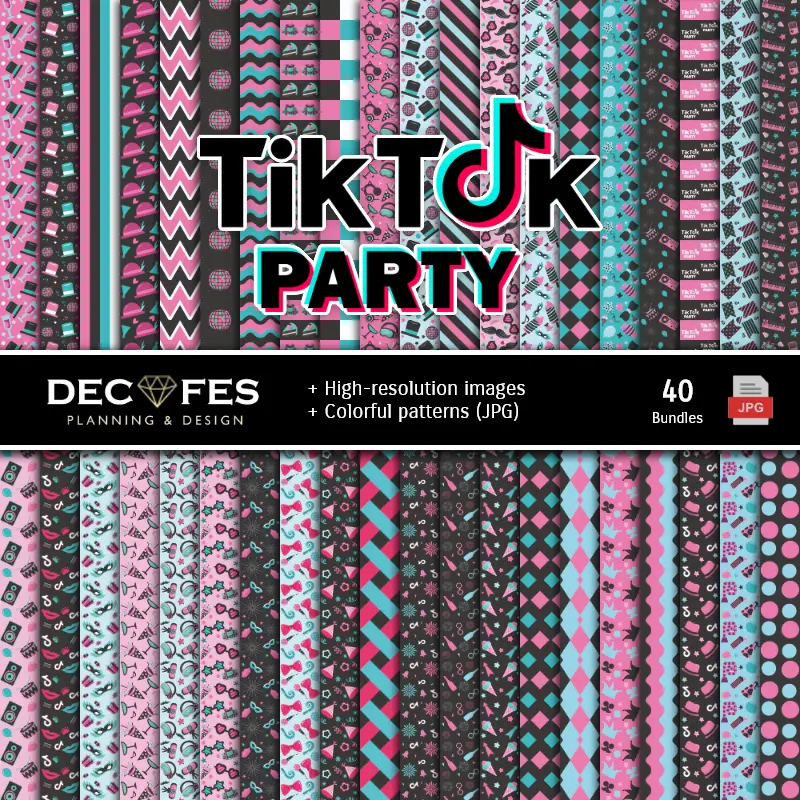 Fondos | Ensemble de papier numérique TikTok Party - Fondations et scrapbooking