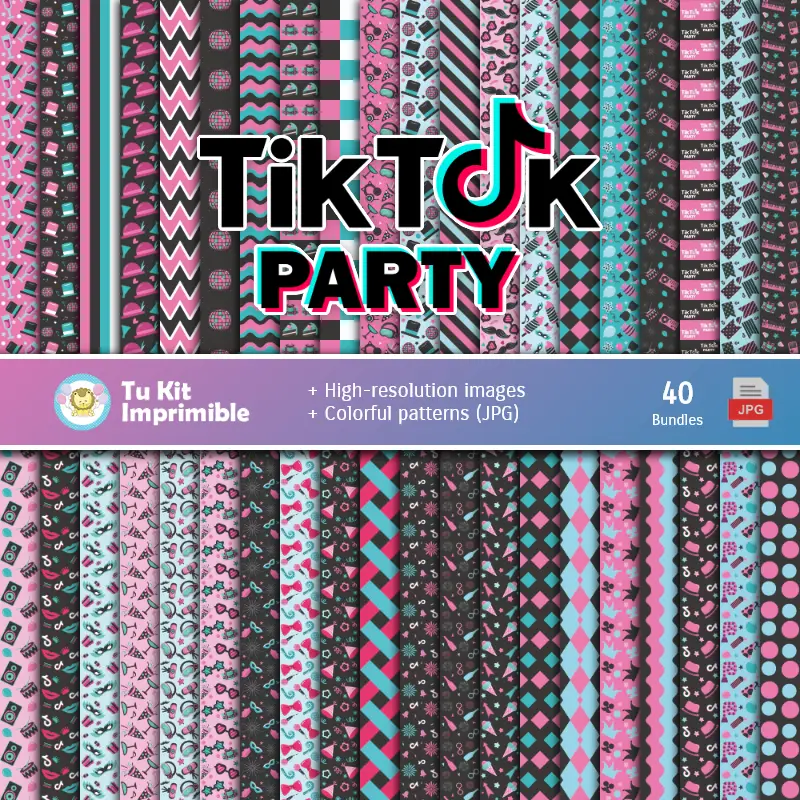 Ensemble de papier numérique TikTok Party - Fondations et scrapbooking
