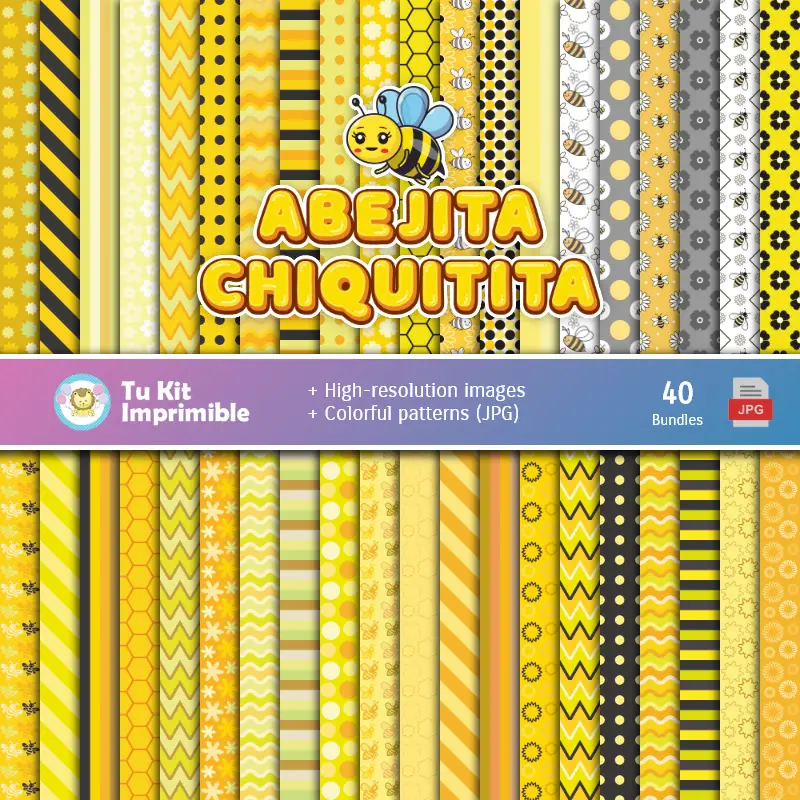 Ensemble de Papiers d'abeilles numériques - Fontaines pour Fiestas et Scrapbooking