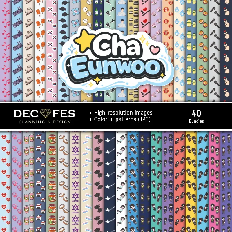Fondos | Ensemble de papiers numériques Cha Eunwoo - Fonds pour fêtes et scrapbooking