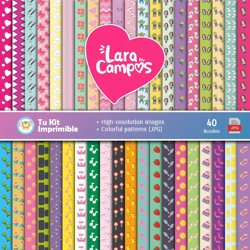 Ensemble de papiers numériques Rene et Lara Campos - Fonds pour fêtes et scrapbooking