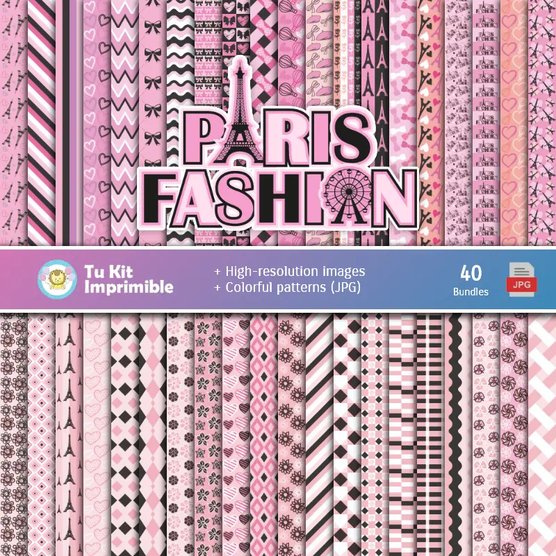 Ensemble papier numérique Paris - Fondations et scrapbooking