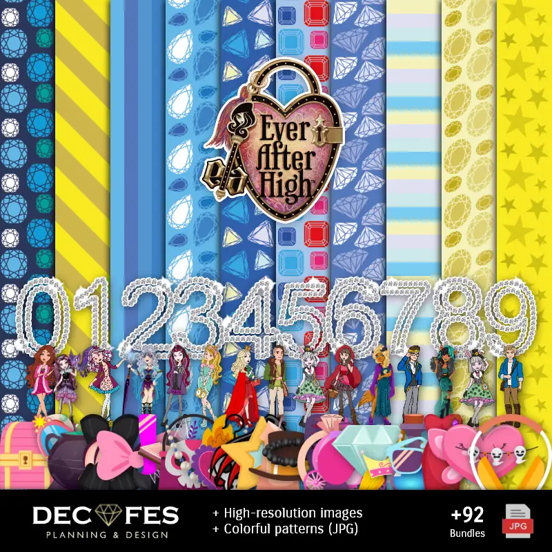 Accesorios | Ever After High Digital Paper - Stampabile per Scrapbook e fai da te