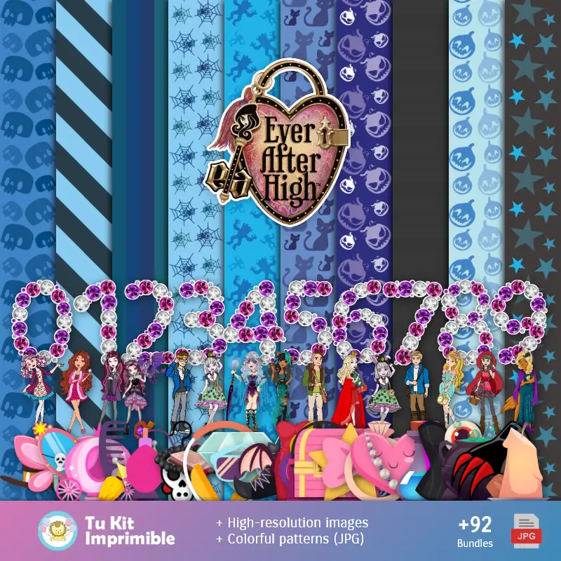 Ever After High motifs et textures - Scrapbook et kits de fête