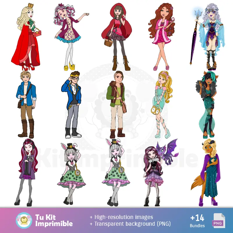 Números Temáticos | Padrões e Texturas Ever After High - Kits de Scrapbook e Festas
