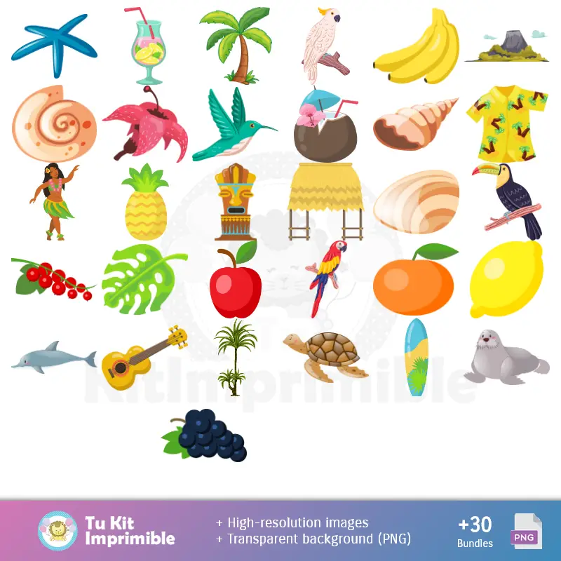 Personajes | Festivals et textures hawaïens Aloha - Scrapbook et kits de fêtes