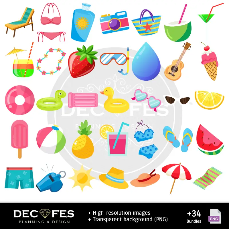 Accesorios | Fête à la piscine en papier numérique - Imprimables pour scrapbooking et loisirs créatifs