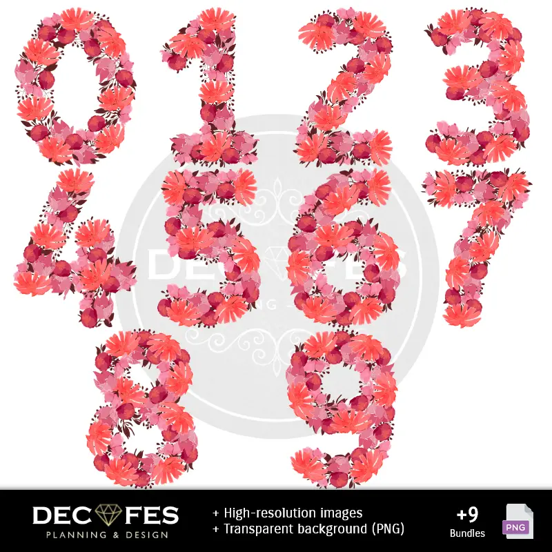 Números Temáticos | Flamenco Digital Paper - Stampabile per Scrapbook e fai da te