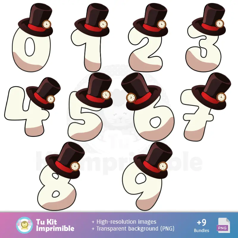 Números Temáticos | Fundos Alice no País das Maravilhas - Papeles Digitales para Decoração