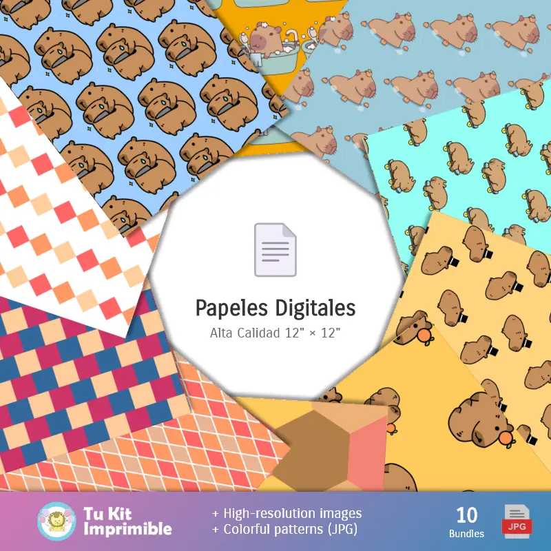 Fundos Capibara - Papel Digital para Decoração