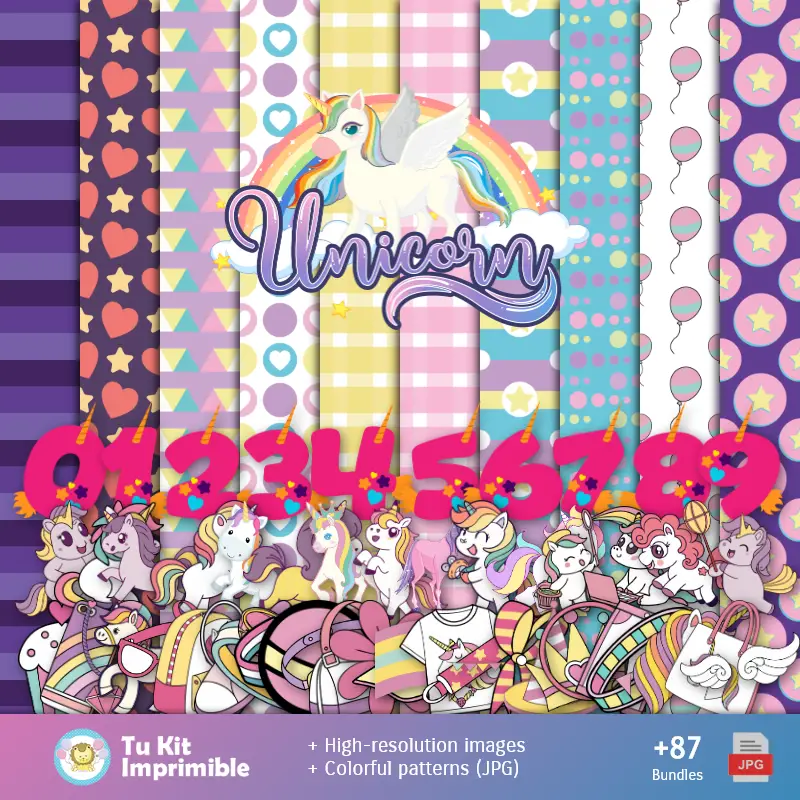 Fundos Unicórnios - Papel Digital para Decoração