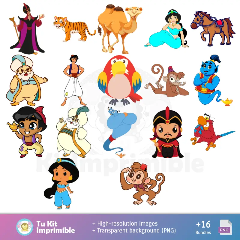 Personajes | Fondos Aladdín y Jasmine - Papeles Digitales para Decoración