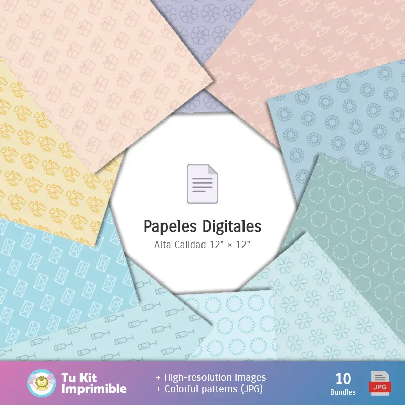 Collages | Fondos Aniversario 50 años - Papeles Digitales para Decoración