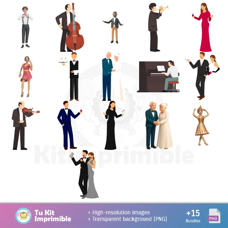 Personajes | Fondos Aniversario 50 años - Papeles Digitales para Decoración