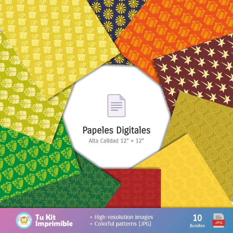 Collages | Fondos Año Nuevo - Papeles Digitales para Decoración
