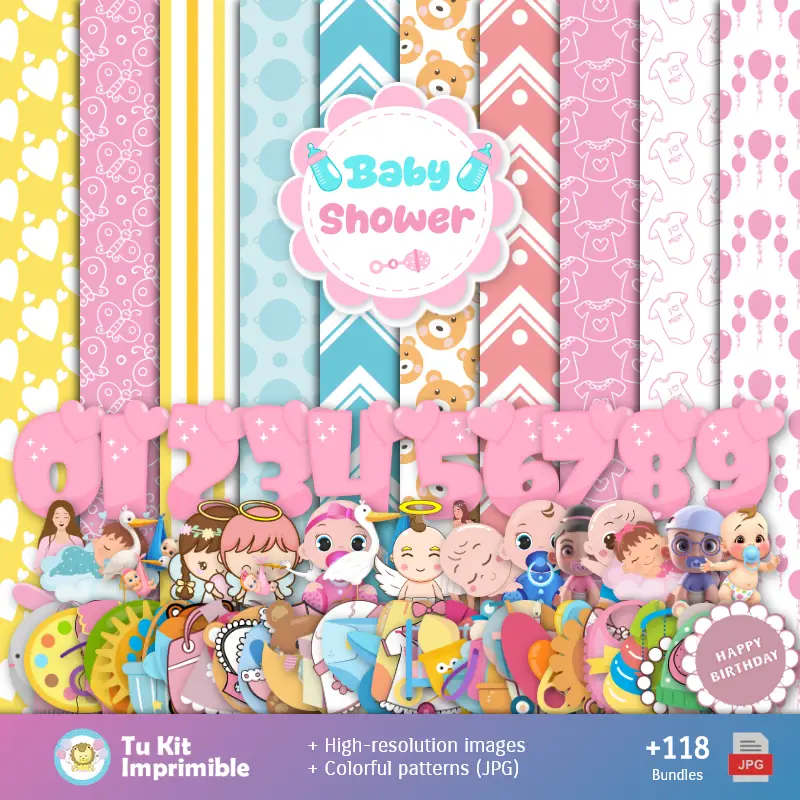 Fondos Baby Shower - Papeles Digitales para Decoración